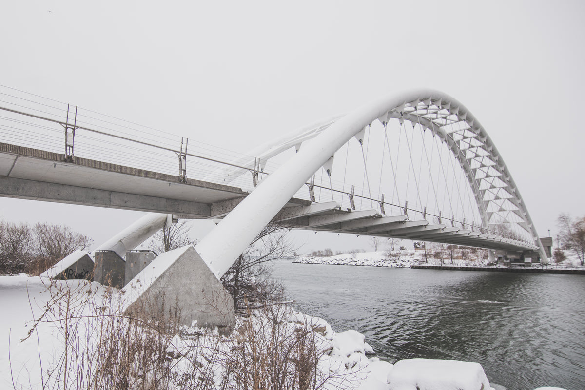 winter under a white bridge