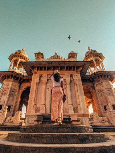 woman admiring eastern architecture