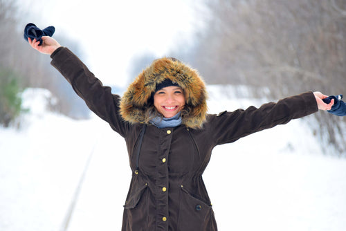 Woman Celebrates Winter