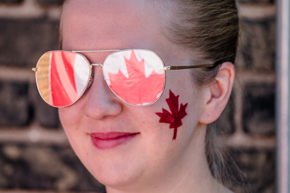 woman facepainted canada day