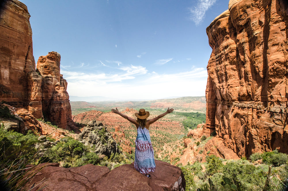 woman greets desert