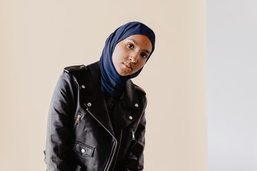 woman in a leather jacket