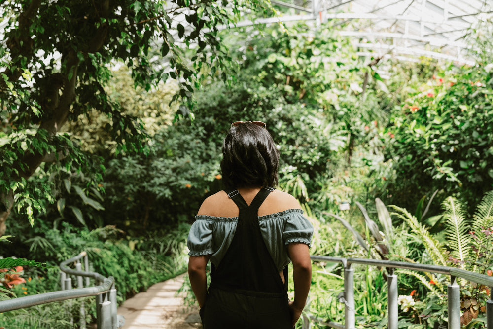 woman in arboretum