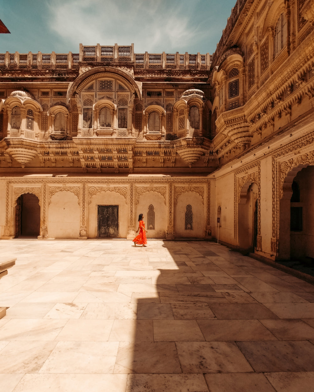 woman in courtyard