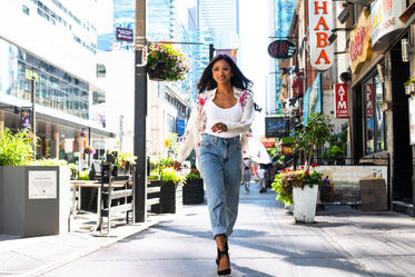 woman in heels and summer fashion walking