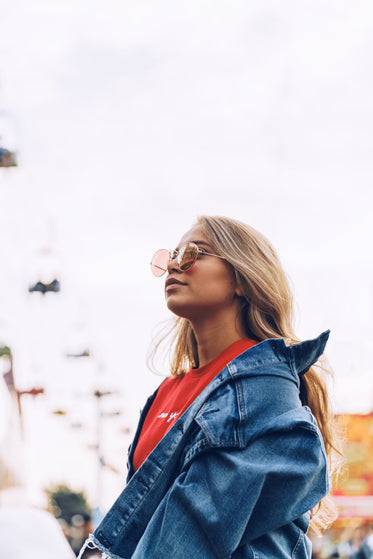 woman in jean jacket