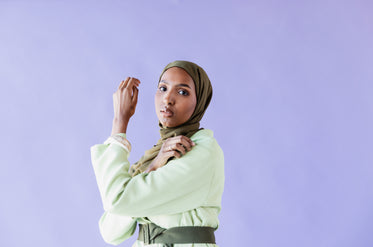 woman in pastel fashion