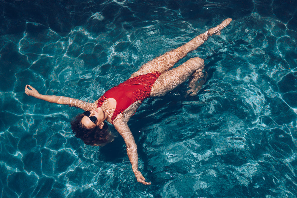 woman in pool