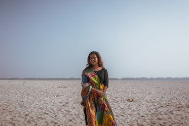 woman in sari on beach