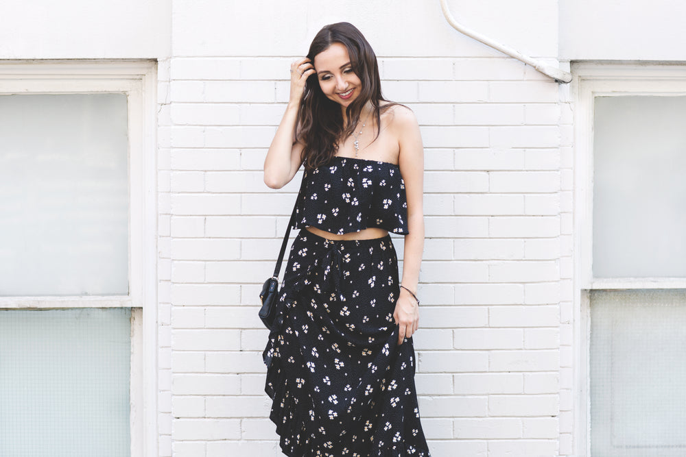 woman in summer floral fashion