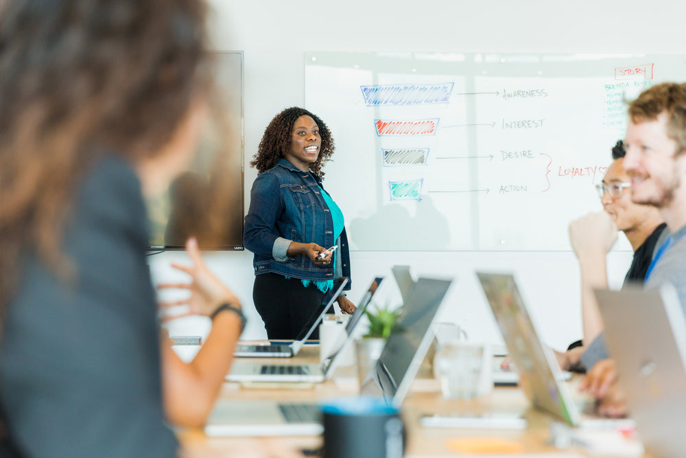 woman leading meeting