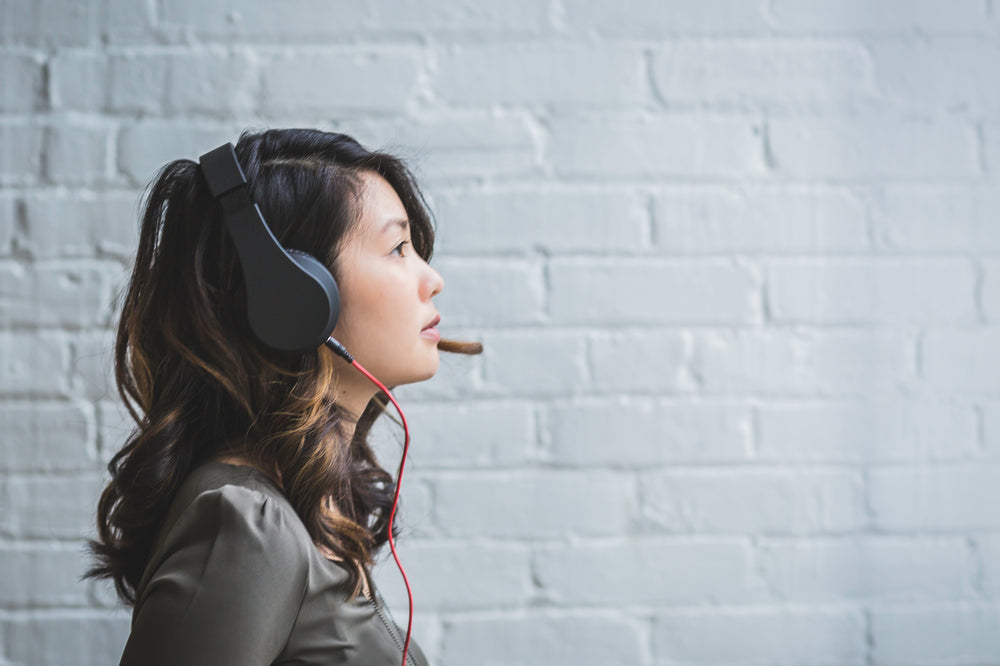 woman listening to music