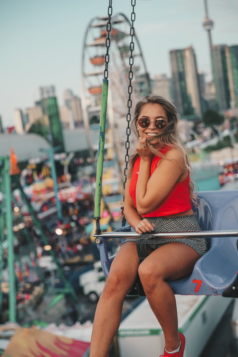 woman on carnival ride