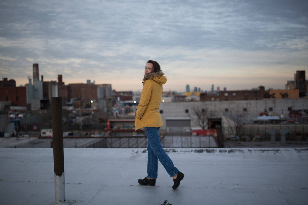 woman on roof