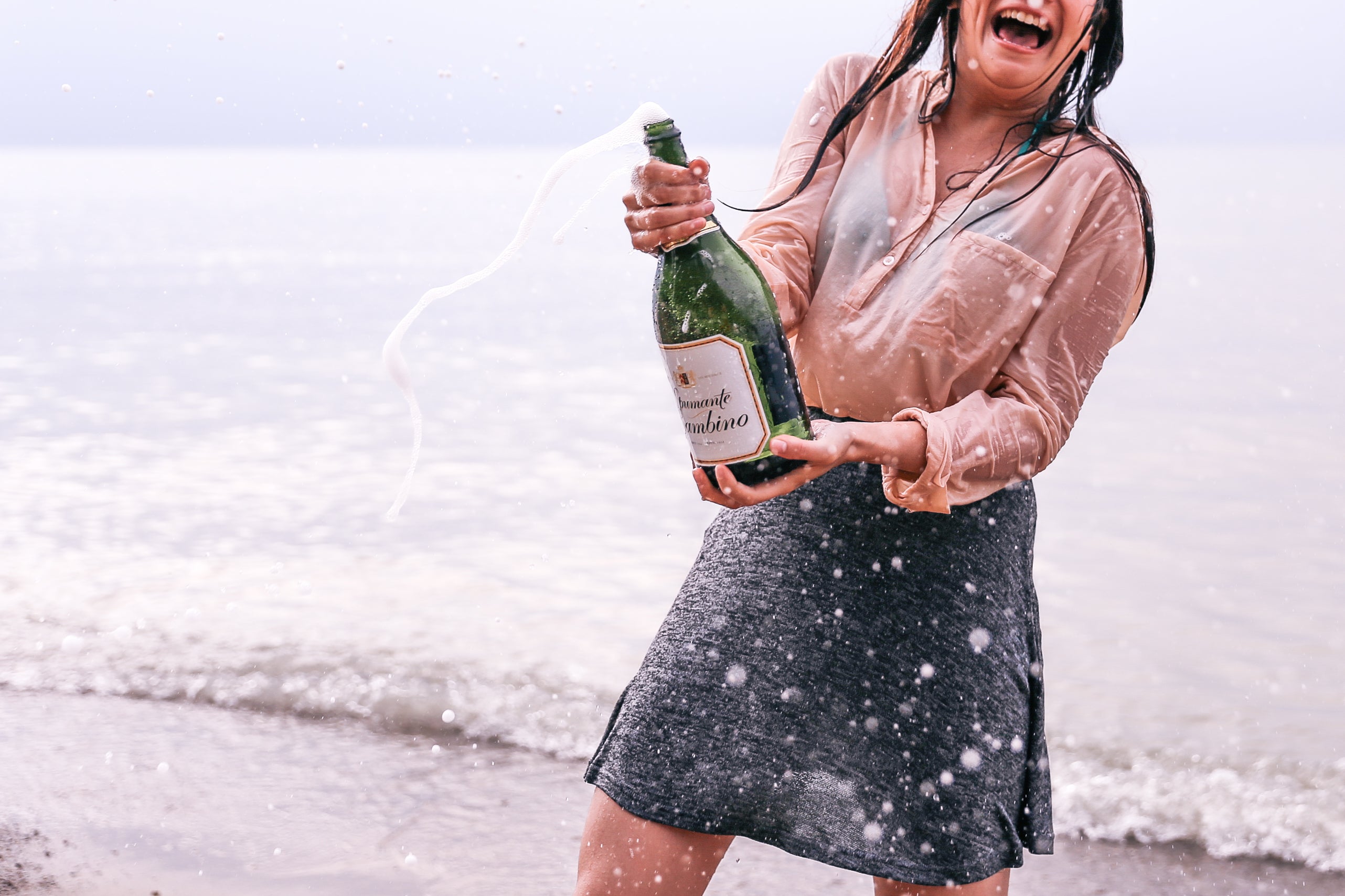 Picture of Woman Popping Champagne - Free Stock Photo