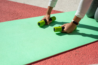 woman preparing for yoga