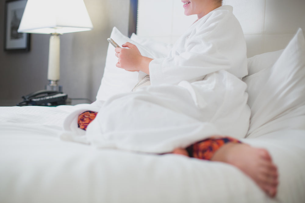 woman relaxes at hotel