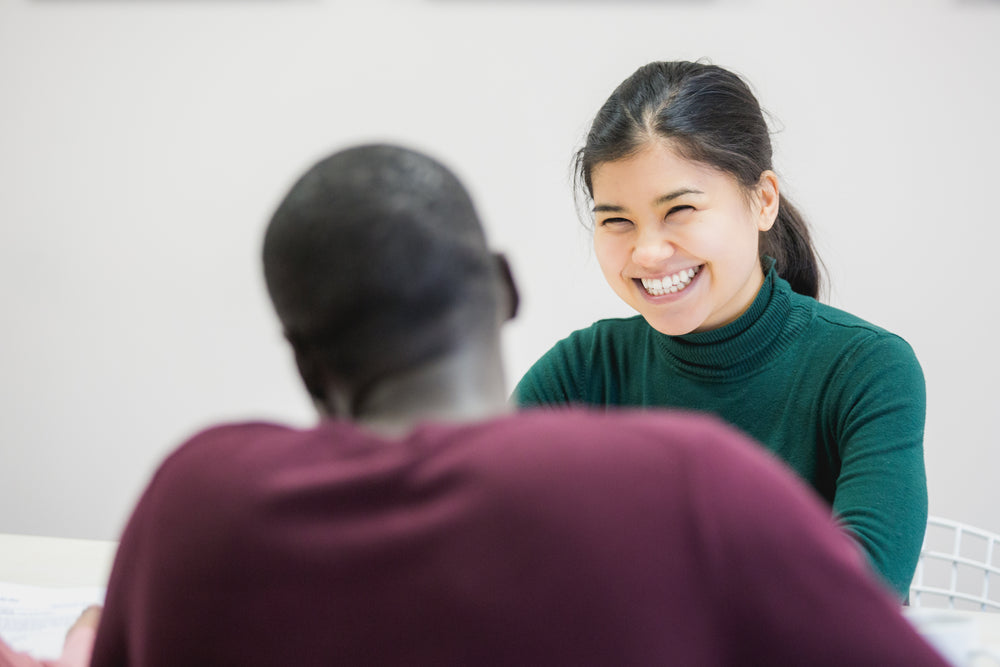 woman smiling meeting