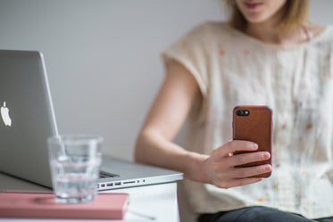 woman taking work break