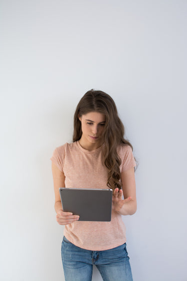 woman using tablet