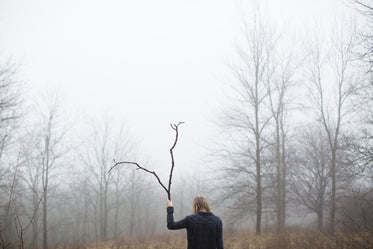 Woman Wandering In Forest
