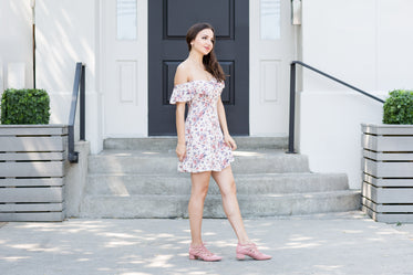 woman wearing floral dress