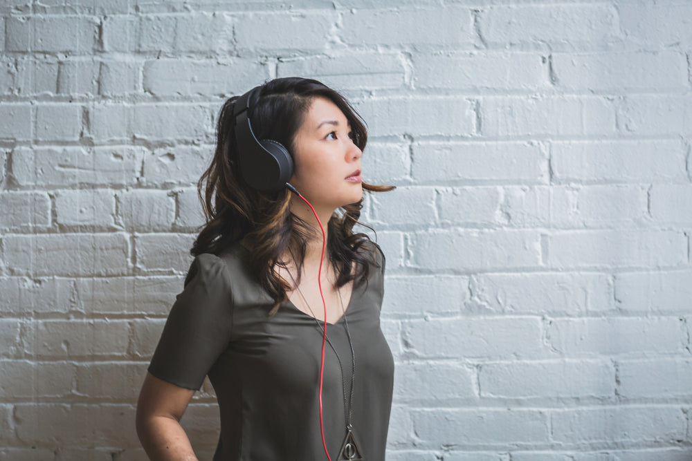 woman wearing headphones