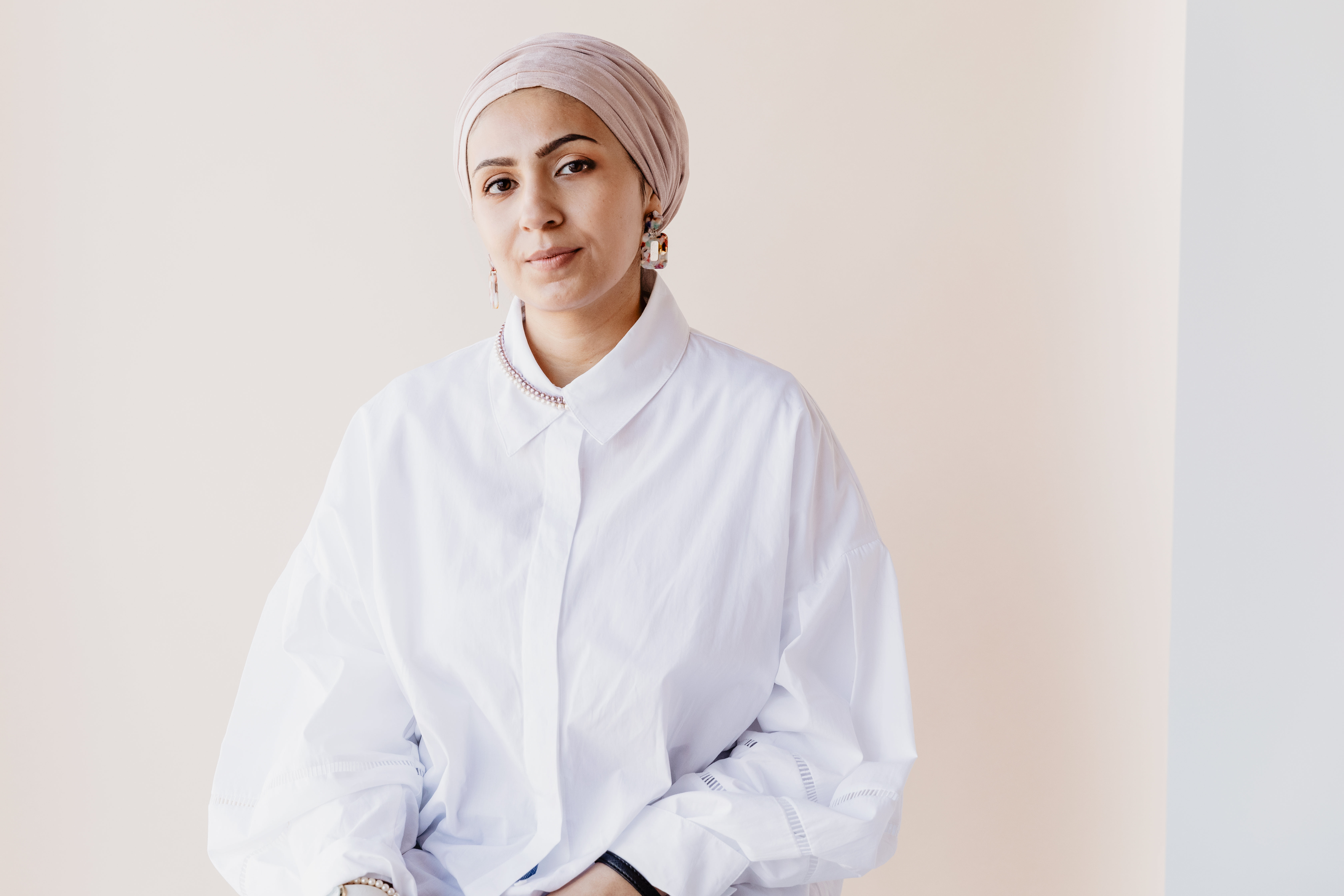 Woman Wearing Pink Headscarf