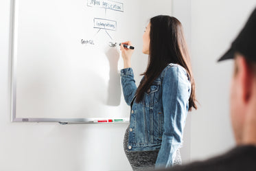 woman whiteboard work