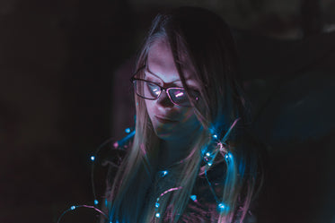 woman with blue lights