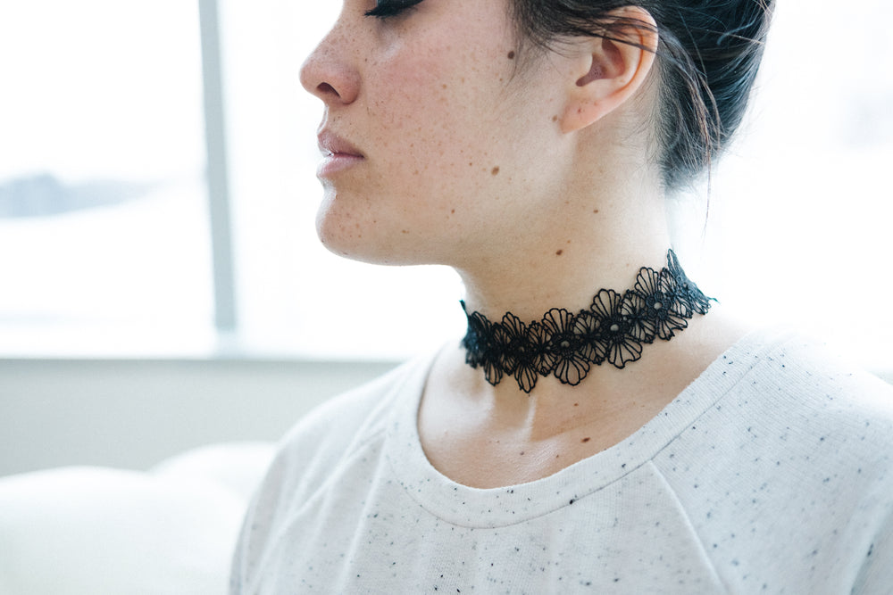 Picture of Thin Black Lace Choker - Free Stock Photo