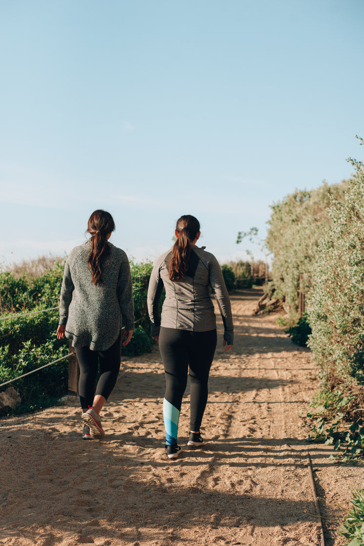 Women In Activewear Hike Up Sandy California Coastline Path