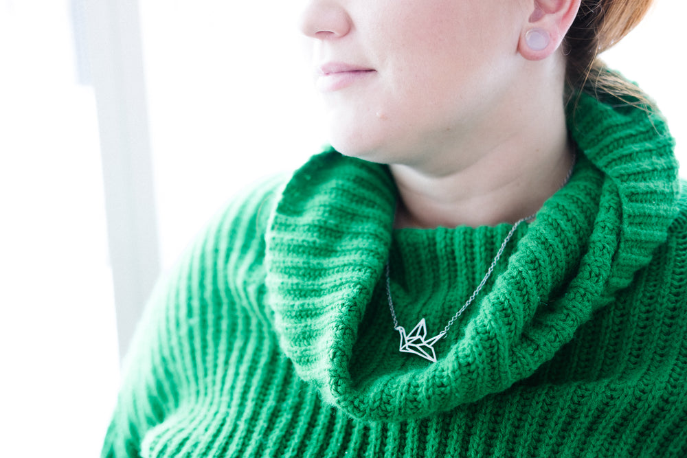 women's green turtleneck