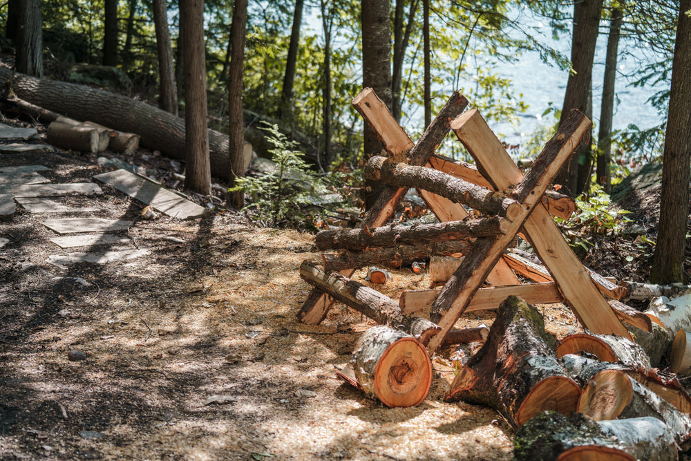 wood pile cutting