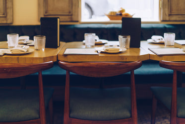 wood set table at restaurant