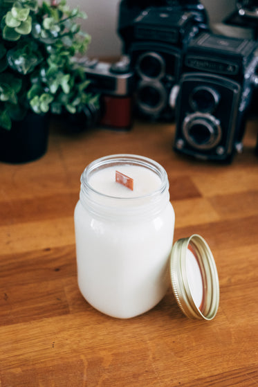Picture of Wood Wick Jar Candle - Free Stock Photo
