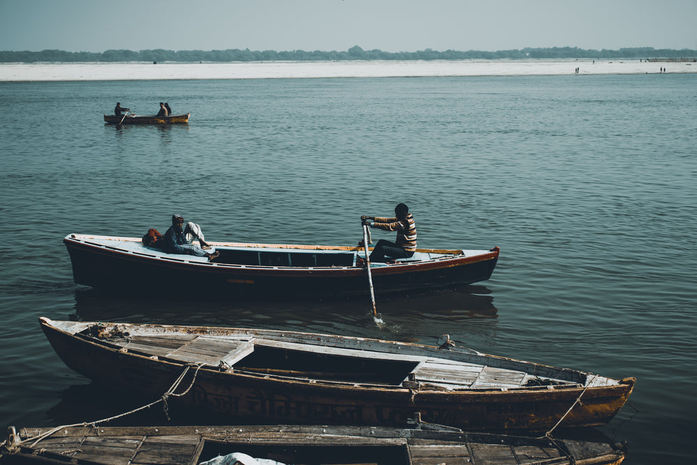 wooden boats on a river