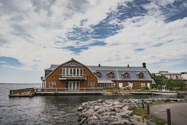 wooden lake house