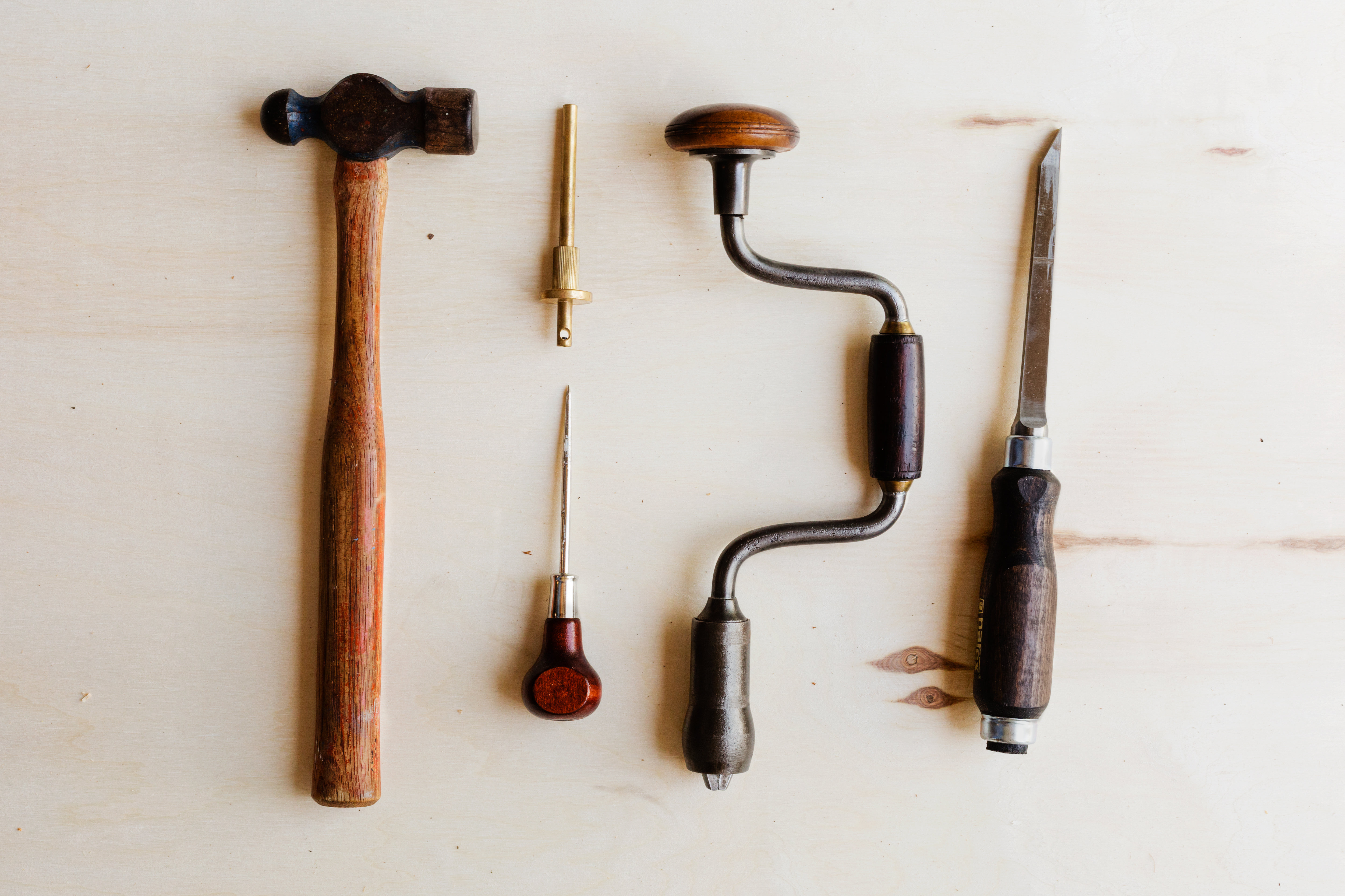 Woodworking Tools Laid Out On Wood