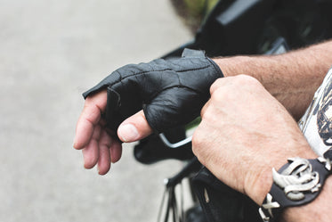 worn motorcycle gloves