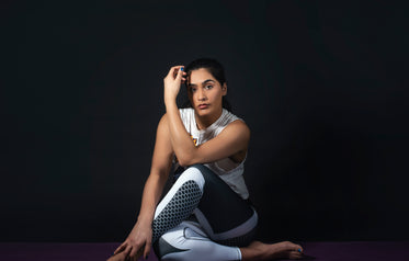 yoga pose in dark room