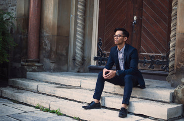 young businessman on steps