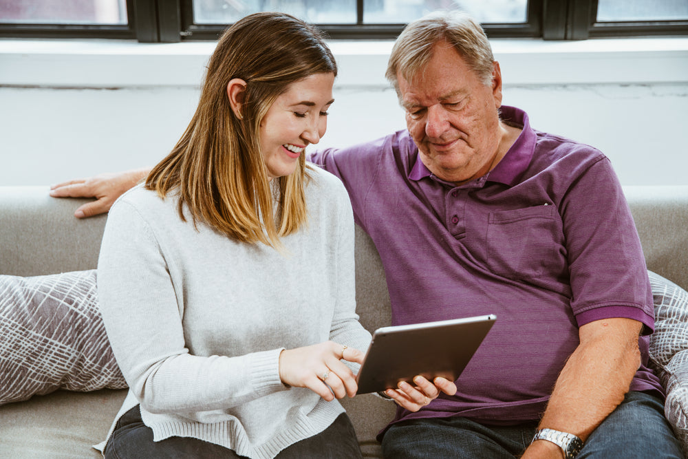 young & old using technology