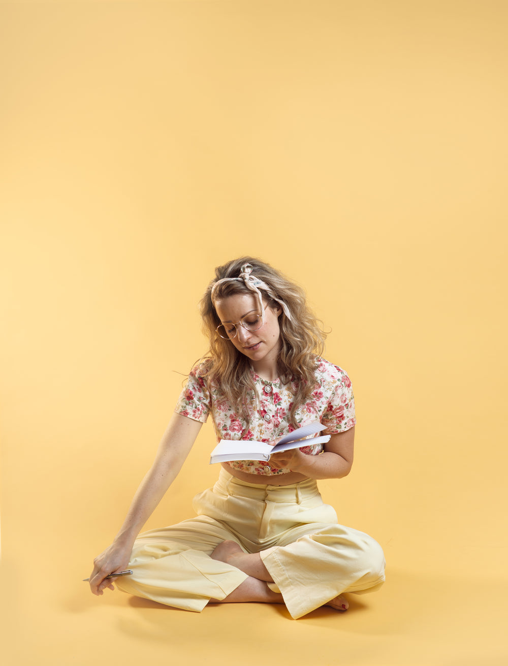 young woman looking studious