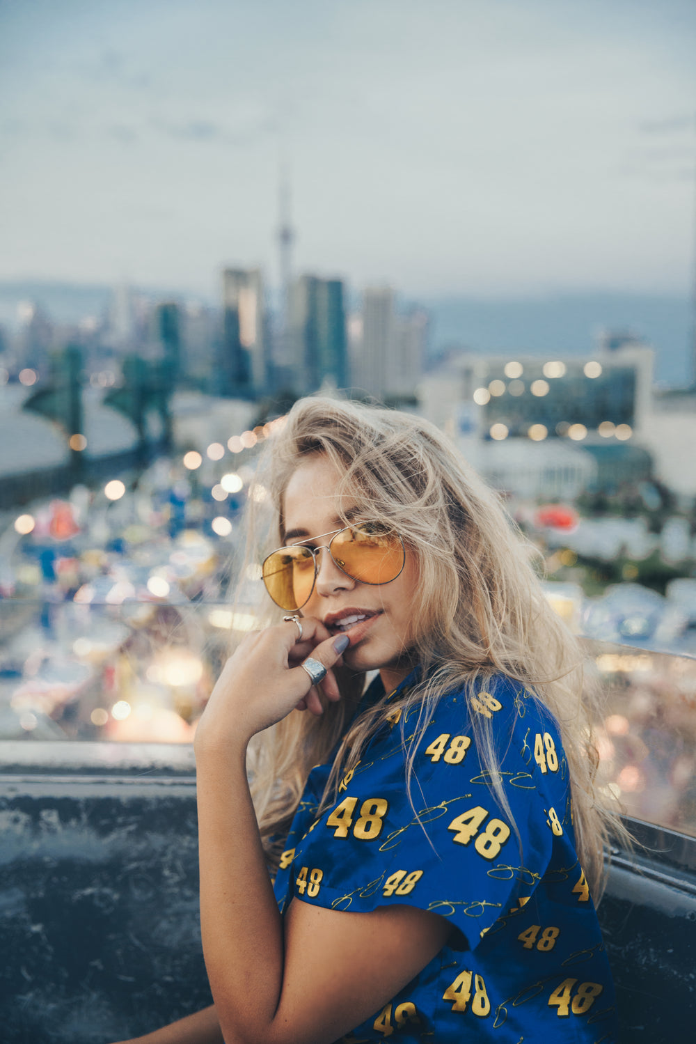 young woman on carnival ride