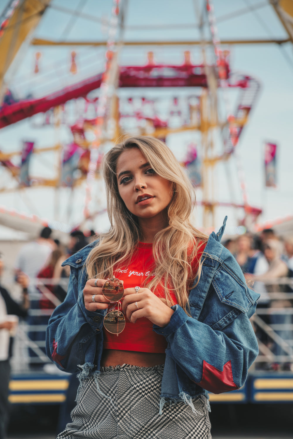 young woman posing at carnival