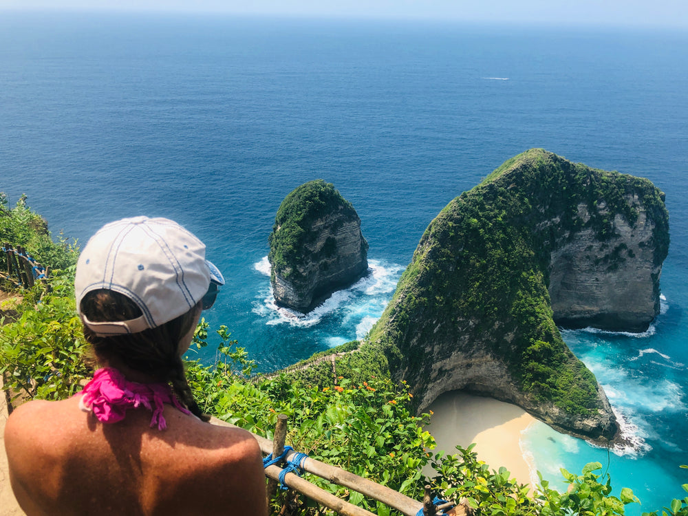 young woman takes in the view