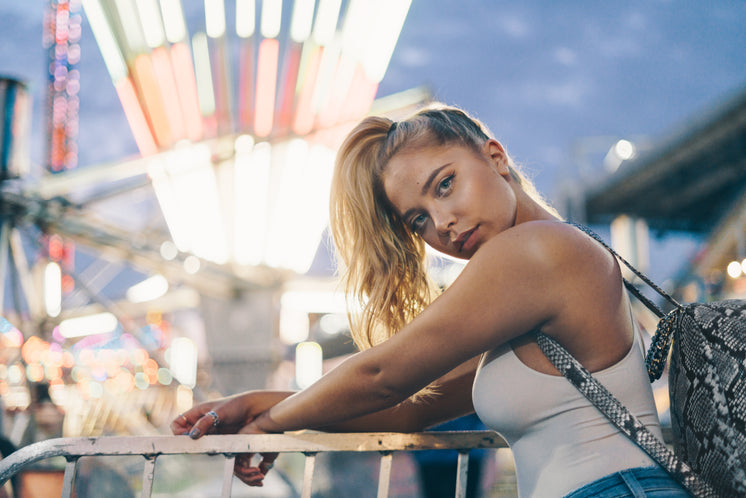 Young Woman With Carnival Lights